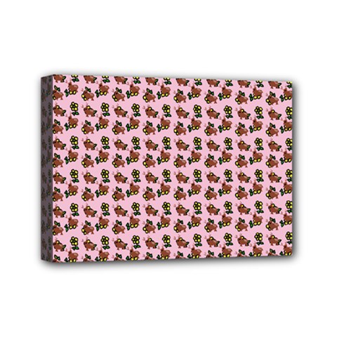 Cute Deer Pattern Pink Mini Canvas 7  X 5  (stretched) by snowwhitegirl