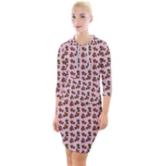 Cute Deer Pattern Pink Quarter Sleeve Hood Bodycon Dress by snowwhitegirl