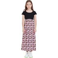 Cute Deer Pattern Pink Kids  Flared Maxi Skirt by snowwhitegirl