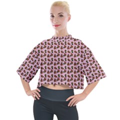 Cute Deer Pattern Pink Mock Neck Tee by snowwhitegirl