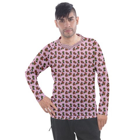 Cute Deer Pattern Pink Men s Pique Long Sleeve Tee by snowwhitegirl