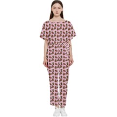 Cute Deer Pattern Pink Batwing Lightweight Jumpsuit by snowwhitegirl