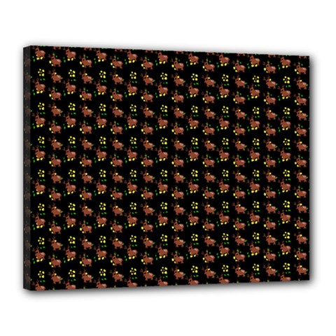 Cute Deer Pattern Black Canvas 20  X 16  (stretched) by snowwhitegirl