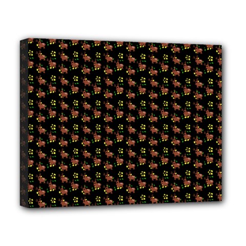 Cute Deer Pattern Black Deluxe Canvas 20  X 16  (stretched) by snowwhitegirl