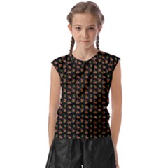 Cute Deer Pattern Black Kids  Raglan Cap Sleeve Tee