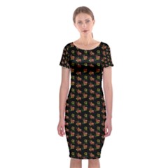 Cute Deer Pattern Black Classic Short Sleeve Midi Dress by snowwhitegirl