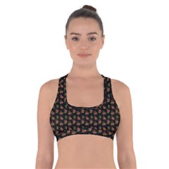 Cute Deer Pattern Black Cross Back Sports Bra by snowwhitegirl