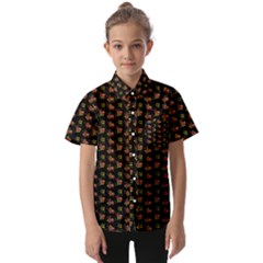 Cute Deer Pattern Black Kids  Short Sleeve Shirt