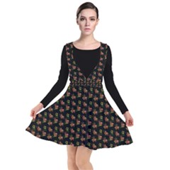 Cute Deer Pattern Black Plunge Pinafore Dress by snowwhitegirl