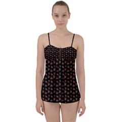 Cute Deer Pattern Black Babydoll Tankini Set by snowwhitegirl