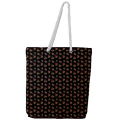 Cute Deer Pattern Black Full Print Rope Handle Tote (large) by snowwhitegirl