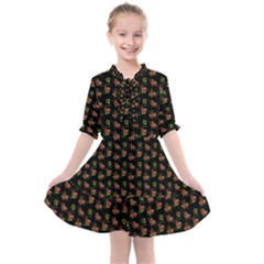 Cute Deer Pattern Black Kids  All Frills Chiffon Dress by snowwhitegirl