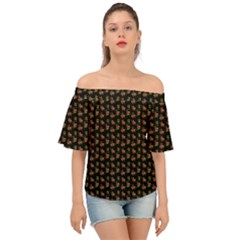 Cute Deer Pattern Black Off Shoulder Short Sleeve Top by snowwhitegirl