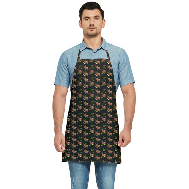 Cute Deer Pattern Black Kitchen Apron