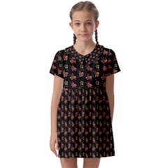 Cute Deer Pattern Black Kids  Asymmetric Collar Dress