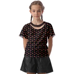 Cute Deer Pattern Black Kids  Front Cut Tee