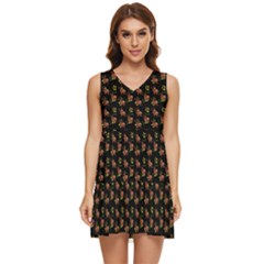 Cute Deer Pattern Black Tiered Sleeveless Mini Dress by snowwhitegirl