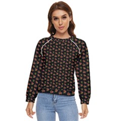 Cute Deer Pattern Black Women s Long Sleeve Raglan Tee