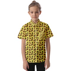 Cute Deer Pattern Yellow Kids  Short Sleeve Shirt