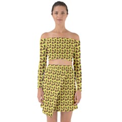 Cute Deer Pattern Yellow Off Shoulder Top With Skirt Set by snowwhitegirl