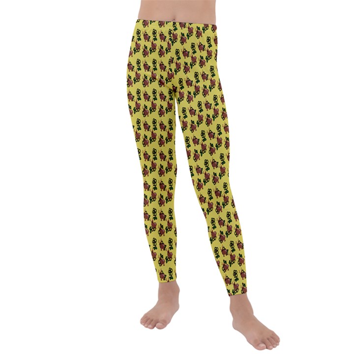 Cute Deer Pattern Yellow Kids  Lightweight Velour Leggings