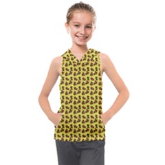 Cute Deer Pattern Yellow Kids  Sleeveless Hoodie by snowwhitegirl