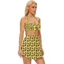 Cute Deer Pattern Yellow Vintage Style Bikini Top and Skirt Set  View3