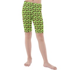 Cute Deer Pattern Green Kids  Mid Length Swim Shorts by snowwhitegirl