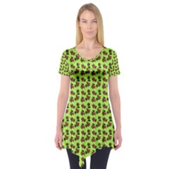 Cute Deer Pattern Green Short Sleeve Tunic  by snowwhitegirl