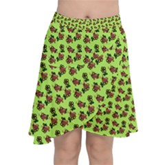 Cute Deer Pattern Green Chiffon Wrap Front Skirt by snowwhitegirl