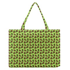 Cute Deer Pattern Green Zipper Medium Tote Bag by snowwhitegirl