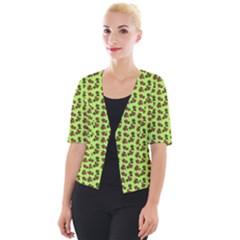 Cute Deer Pattern Green Cropped Button Cardigan by snowwhitegirl