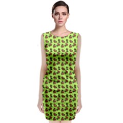 Cute Deer Pattern Green Sleeveless Velvet Midi Dress