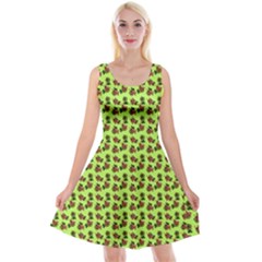 Cute Deer Pattern Green Reversible Velvet Sleeveless Dress