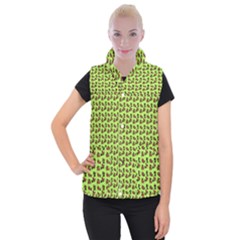 Cute Deer Pattern Green Women s Button Up Vest