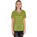 Cute Deer Pattern Green Women s V-Neck Scrub Top View1