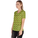 Cute Deer Pattern Green Women s V-Neck Scrub Top View2