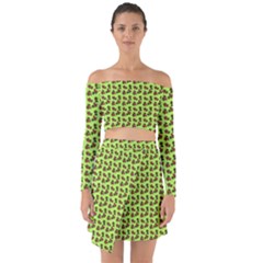 Cute Deer Pattern Green Off Shoulder Top With Skirt Set by snowwhitegirl