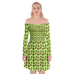 Cute Deer Pattern Green Off Shoulder Skater Dress by snowwhitegirl