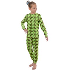 Cute Deer Pattern Green Kids  Long Sleeve Set 