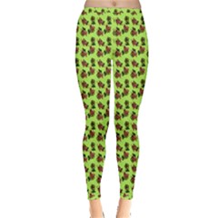 Cute Deer Pattern Green Inside Out Leggings by snowwhitegirl