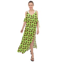 Cute Deer Pattern Green Maxi Chiffon Cover Up Dress by snowwhitegirl