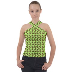 Cute Deer Pattern Green Cross Neck Velour Top by snowwhitegirl