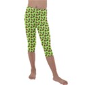 Cute Deer Pattern Green Kids  Lightweight Velour Capri Leggings  View1