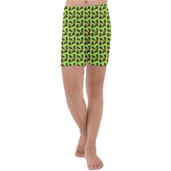 Cute Deer Pattern Green Kids  Lightweight Velour Capri Yoga Leggings by snowwhitegirl