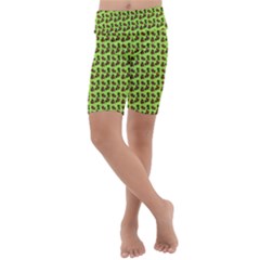 Cute Deer Pattern Green Kids  Lightweight Velour Cropped Yoga Leggings by snowwhitegirl