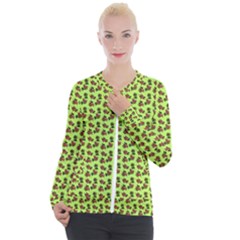 Cute Deer Pattern Green Casual Zip Up Jacket by snowwhitegirl