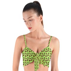 Cute Deer Pattern Green Woven Tie Front Bralet by snowwhitegirl