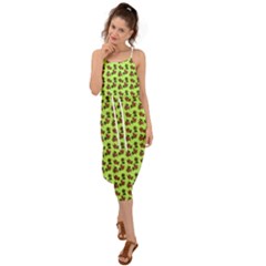 Cute Deer Pattern Green Waist Tie Cover Up Chiffon Dress by snowwhitegirl