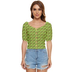 Cute Deer Pattern Green Button Up Blouse